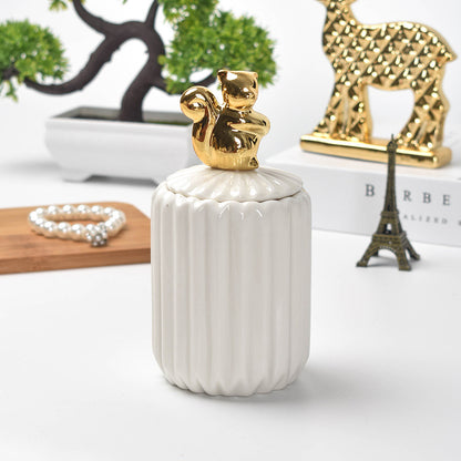 Adorable  Animal Ceramic Jewelry  Jar